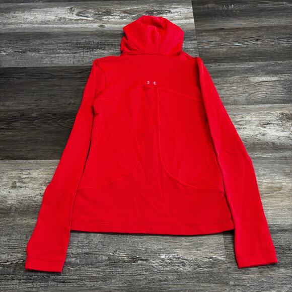 Under Armour Coldgear Red Coral Womens S Fitted Mesh‎ Thermal Thumbhole Hoodie - Picture 3 of 8